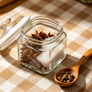 Square Glass Spice Jar with White Lid